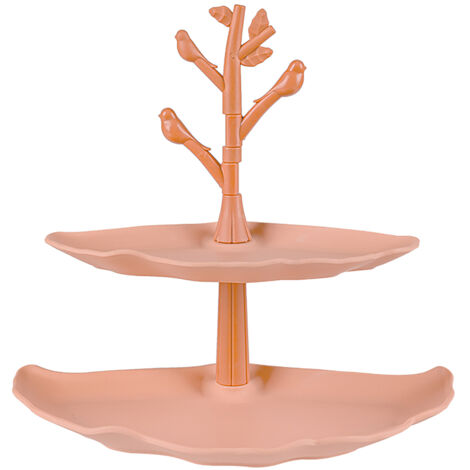 Plateau de présentation à 2 étages PP ABS 27.8x25.5cm vert/pink plateau dessert douceur buffet festif (1/5)