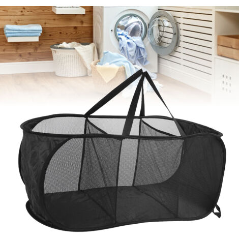 Panier à linge 3 compartments modulable Oxford Mesh extensible pour voyage bain noir XL 80x36x33cm (1/5)