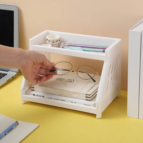 Étagère de Bureau 2 niveaux Design Patte de Chat à Pieds Rehaussés pour Cosmétiques et Bijoux (Modèle XX002, Plastique, Dimensions 45x40x25 cm) (1/5)