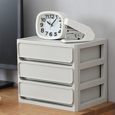Boîte de Rangement à Étages avec Tiroirs et Couvercle - Storage Drawer - Design Modulaire et Empilable pour Bureau et Salle de Bain - 3 Étages, Plastique Résistant, Blanc (1/5)