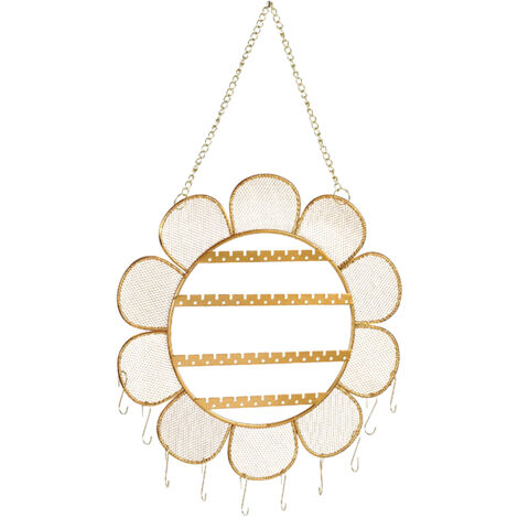 Présentoir mural étagère à bijoux réseau de soleil doré (1/5)