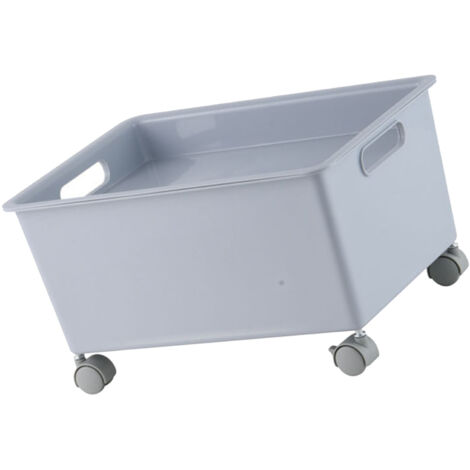 Panier de rangement avec roulettes - Premium PP - Portatif, Grande capacité - Organise livres, vêtements, chaussures - Gris - 870g