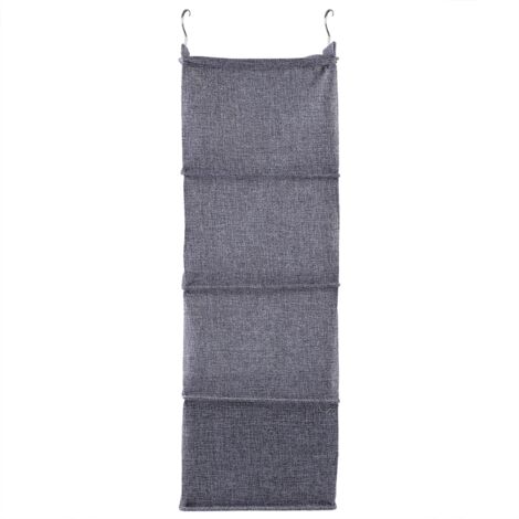 Organiseur Suspendu de Placard 4 Étagères avec Boîte en Gray/Beige, Hanging Closet Storage Holder, Matière Linenette, Pliable, Facile à Accéder (1/5)