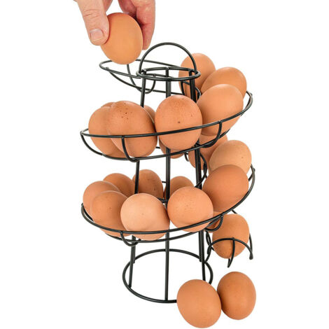 Support pour œufs spirale et étagère organisateur de stockage pour œufs avec rack distributeur indépendant en acier de 7.50" x 7.50" x 10.63" (1/5)