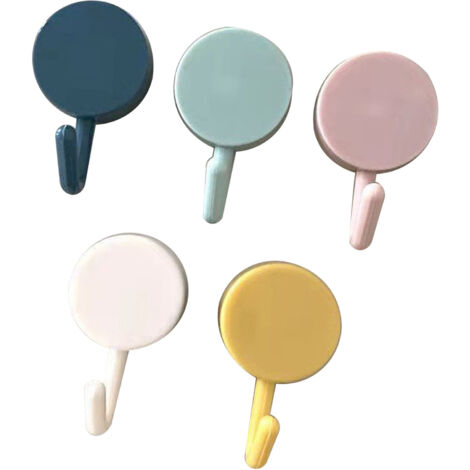 Crochets adhésifs Forts et Fiables - Lot de 5 Crochets Ronds pour Mur Polyvalents, Style Simple pour Cuisine, Salle de Bain, Bureau (1/5)