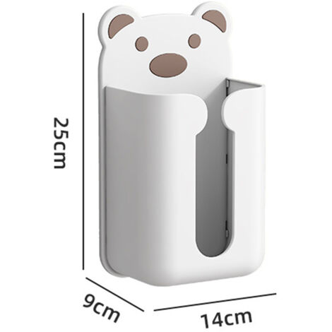 Distributeur de Papier à Accrocher Bear Pattern en Plastique pour Maison ou Salle de Bain - Installation Sans Percer, Ouverture Large, Modèle Cute (1/5)