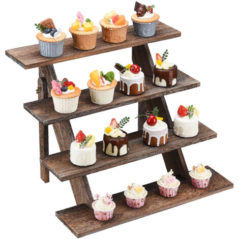 Tabouret Rustique de Présentation pour Cupcakes et Décorations - Structure en Bois, Modèle Riser, Dimensions 15x20x15cm, Finition Naturelle - Ensemble de Présentation et Décoration - Incluant 1 Suppor (1/5)