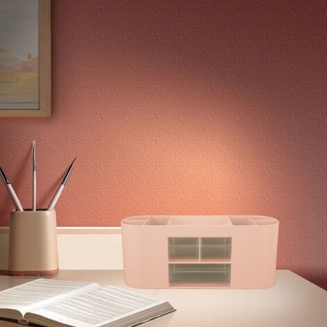 Organisateur de bureau Rangement de stylos Compartiments multiples Capacité élevée Organiser portables facile Design compact Bureau scolaire Durable Plastique rose 26cm 9.5cm 10.5cm (1/5)