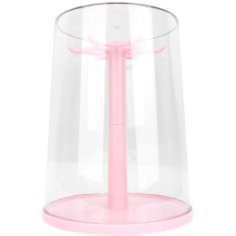 [Étui pour figurines et miniatures] Boîte de présentation rotative transparente 360°, ABS/PET, pour collection - 22x29x18cm, Rose (1/5)