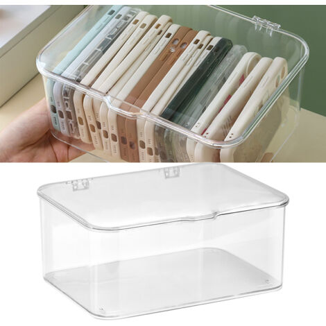 Boîte de Rangement Bureau Grand Volume Plastique Anti-Poussière Transparent Organisateur Multi-Fonctions avec Couvercle (1/5)