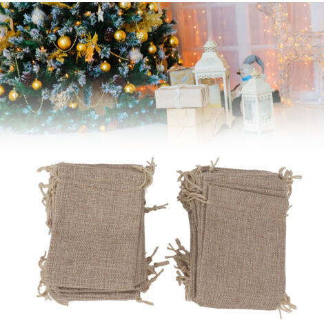 Lot de 50 sachets de rangement toile de jute avec cordon pour bijoux DIY cadeaux mariage fêtes 10x14cm (1/5)