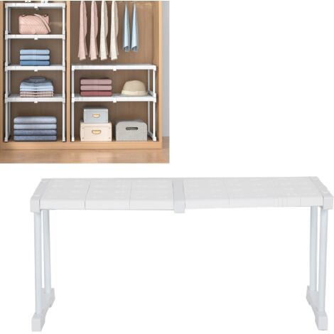 [Étagère] [Modèle L] [À Partitions] Etagère Expansible, L48-68cm / H32cm, Charge 55kg, Métal+Plastique (Set 11pc) (1/5)