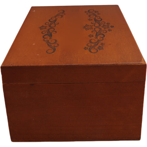 Coffret Vintage Bois Nature & Sécurité - Boîte de Rangement Multifonction Décoratif Grands Capacité avec Fermeture Flip Top Lock pour Bijoux (1/5)