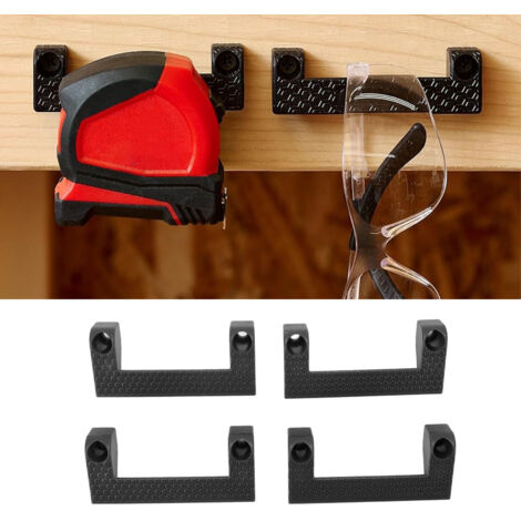 Porte-Mètre 4 Pièces Support Organisation Garage ABS Fixation Échelle Noir Accès Rapide (1/5)