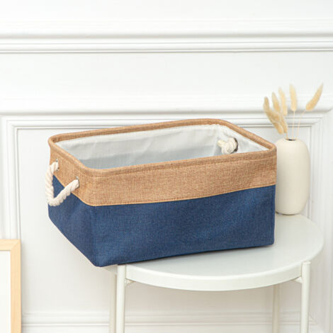 Panier de rangement DECOHOME YJ-HD10E Corbeille Foldable avec anses en corde de coton tissé de lin/coton - Multifonctionnel, Lavable (Largeur: 40 cm, Volume: 15L) (1/5)