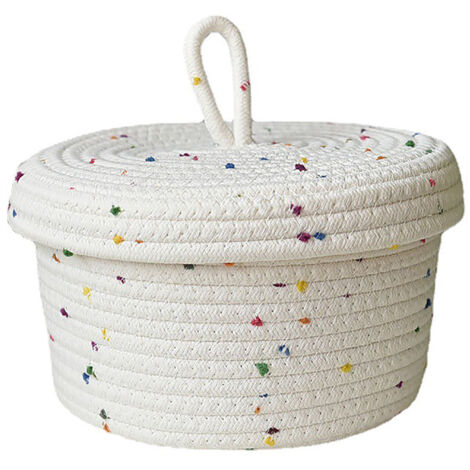 Panier de rangement multi-usage 100% coton - 3 tailles (18x12cm / 22x14cm / 26x16cm) - Coloris Blanc (1/5)