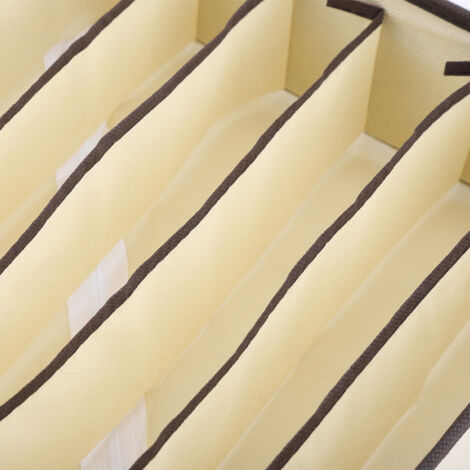 Boîte de rangement avec compartiments pour lingerie et accessoires, modèle 7 cases, polyester/nylon beige, portable et pliable (1/5)