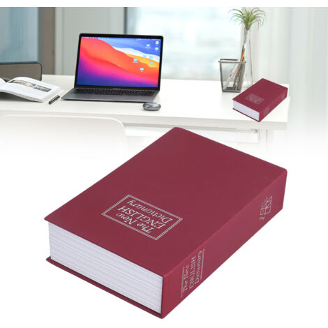 Boîte Sécurité Livre Déguisée Coffre-Fort Portable avec Liner Acier Inoxydable et Serrure à Clé - Réalisé en ABS et Édition Rouge - Dimensions 240 x 160 x 55mm - Inclus 2 Clés
