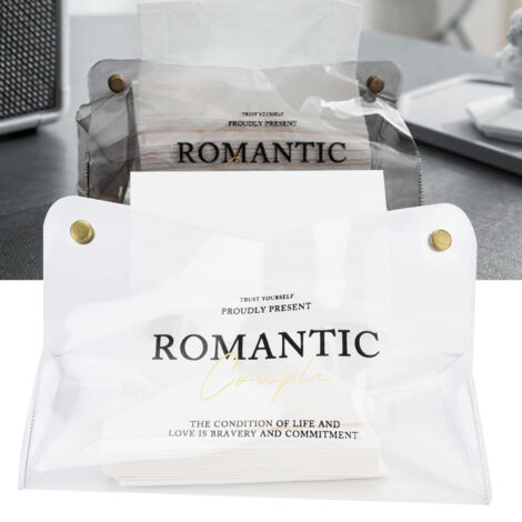 Boîte à Papiers [Tissue Box] ManoMano Édition Transparent PVC Bouton Métal Pur Minimalisme Géométrique Moderne Salon Bureau Voiture Stockage Napkins Hygène Déco (1/5)