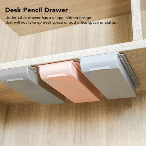 Tiroir de bureau sous le plan, organisateur adhésif caché ABS 22x11x3.5cm pour stylos cosmétiques, rangement sans clou ni vis (1/5)