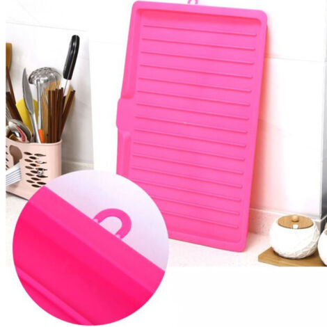 Planche de Drainage en Plastique Multifonction - Égouttoir Rectangulaire Compact avec Rebord Anti-Ruissellement - Rose Rouge (350g) (1/5)