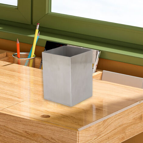 Porte-stylo en Acier Inoxydable 304 avec Fond Renforcé - Pot à Stylo Rectangulaire pour Bureau, Dormitory, École, Bureau Silver (1/5)
