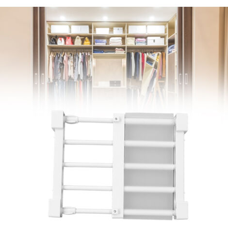 Étagère à tension pour dressing extensible sans clous - Séparateur de placard pour rangement de vêtements, chaussures et accessoires - PP et tube métallique - Capacité 20kg - Longueur ajustable 23-30c (1/5)