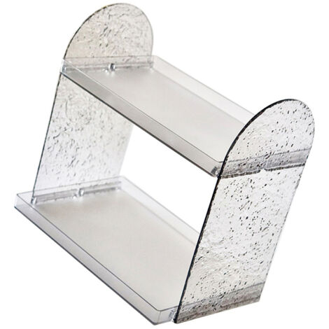 Rangeur de bureau 2 niveaux transparent gris - Plateau organisateur double couche pour rangement de stylos et cosmétiques (1/5)