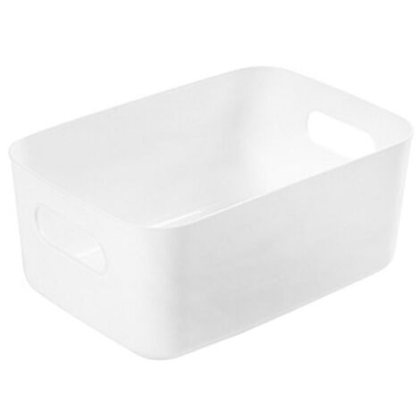 Corbeille de Bureau et Range-Cosmétique Panier Organisateur Multifonction PP avec Poignée - Grand, Blanc, 195g (1/5)