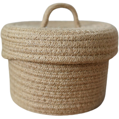Pluche Odeon Panier de rangement décoratif en coton naturel, dimensions 16x12.5cm ou 20.5x13.5cm, multi-fonctions idéal cadeau (1/5)