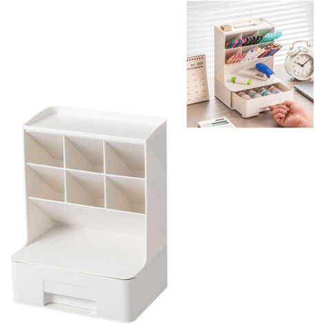 Rangeur de Bureau Multifonction avec Compartiments et Organiseur de Stylo à Tiroir incliné 45° - Boîte de Stockage pour Étudiants et Bureau (1/5)