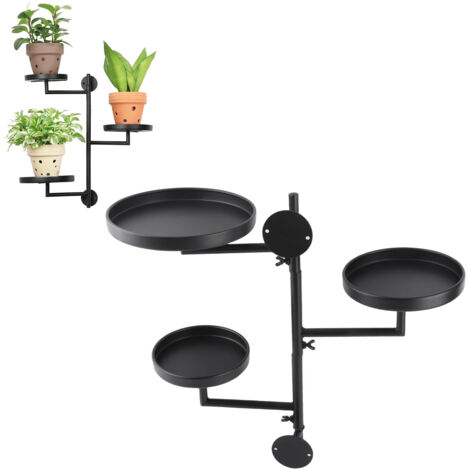 Support pour plantes fenêtre rotatif 3 étages en fer noir - Porte-fleurs mural suspendu intérieur pour décoration salon (1/5)