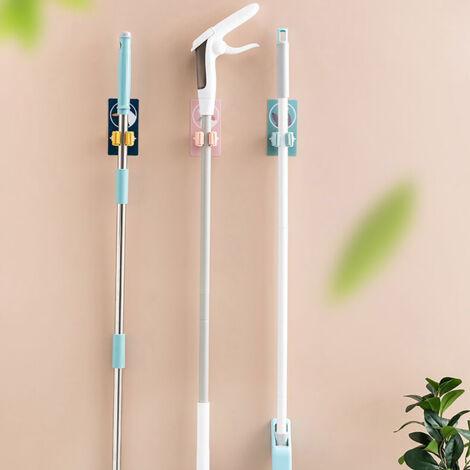 [Porte-Balais et Serpillière Murale] Fixation Murale pour Nettoyage avec Roulettes et Support ABS+PVC - 1 Pièce (1/5)