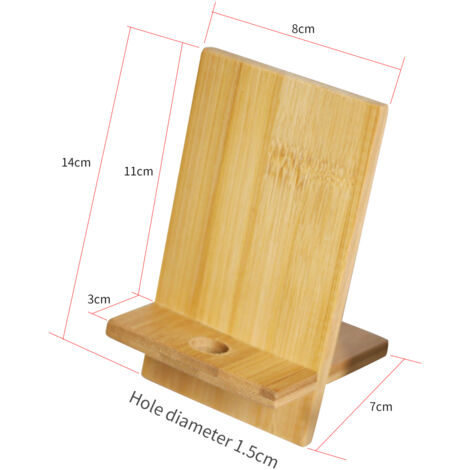 Portable Support Multifonction Dock en Bois pour Smartphone de 4 à 8 Pouces - 2 Parties Assemblage DIY (1/5)