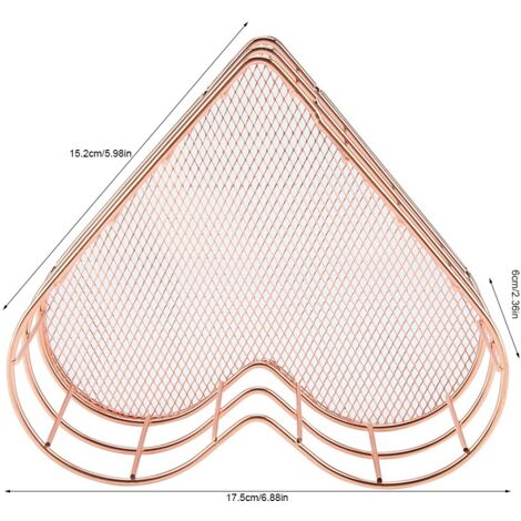 Panier de Stockage Multifonction en Fer à Motif Cœur Anti-Rouille Rose Doré 17.5x15.2x6cm (1/5)