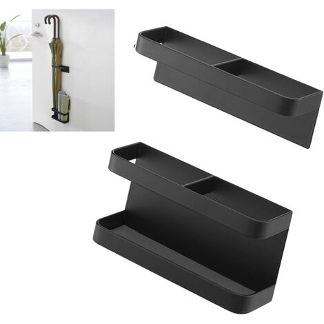 Porte-parapluie mural magnétique ajustable en hauteur sans trous pour porte [modèle noire] avec fixation robuste en plaque de carbone (1/5)