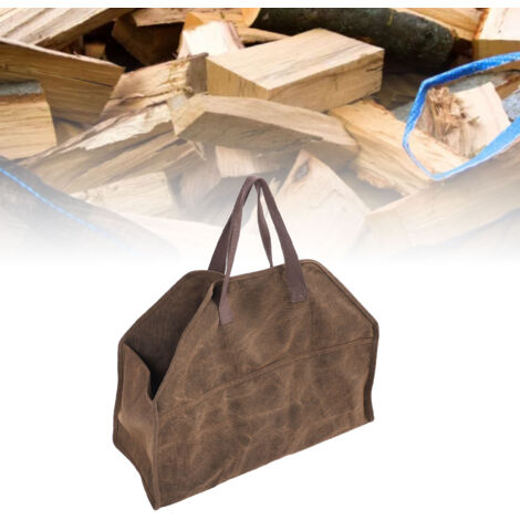 Sac pour bûches Canvas Haute Capacité 46x57x24cm Grosse Sac Shopping Bois Transport Recharge (1/5)