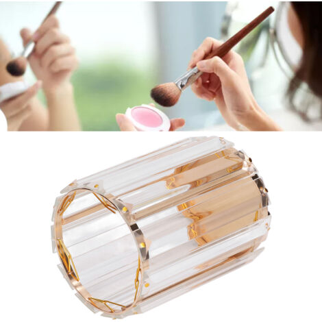 [Porte-Styles Cosmétiques] Holder Transparent Verre Borosilicaté Doré - 12.7x9.2cm Organisateur Bureau (1/5)