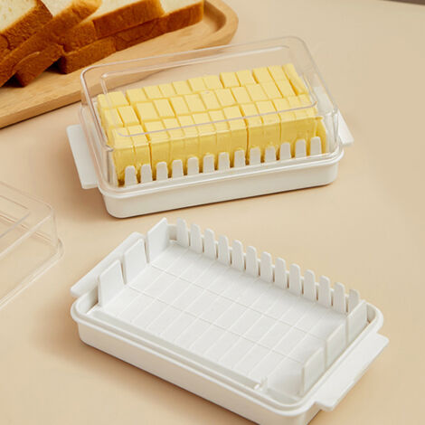 Boîte Coupeuse de Beurre avec Couvercle, Conteneur de Stockage en Plastique PP pour Réfrigérateur, Coupe et Conserve le Beurre Frais (1/5)