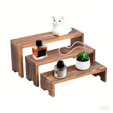 [Étagère 3 niveaux] Ander Online 3pcs étagère de présentation pour cupcakes et produits cosmétiques en bois naturel, accessoires de décoration intérieure (1/5)