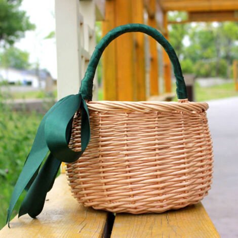 Panier de fleurs en fibre végétale pour mariage - Panier à main de style nature, idéal pour pique-nique et camping (21x25cm, 220g) (1/5)