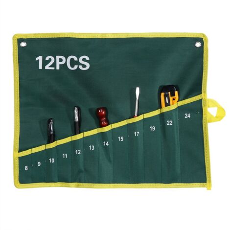 【Sac de rangement】 + 【pour outils】 + 【roulable】 + 【canvas durable vert à 12 poches】 (1/3)