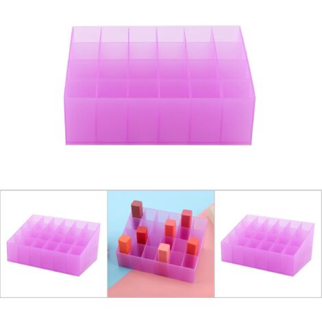 Étui à 24 compartiments pour rangement organisateur cosmétique makeup box lipstick holder (PP violet 14.5 cm) (1/5)