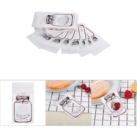 Sacs pour Bonbons Biscuits Cookies en Plastique 100pcs Emballage Cadeau Événements Fête (Blanc) (1/5)
