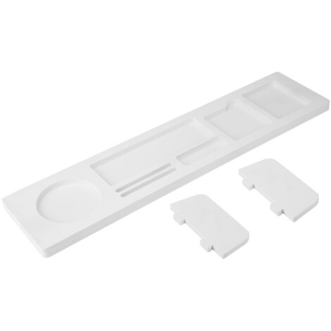 Organiseur de bureau avec rack, PVC blanc, 52x12 cm, pour clavier, stylos, téléphone (1/5)