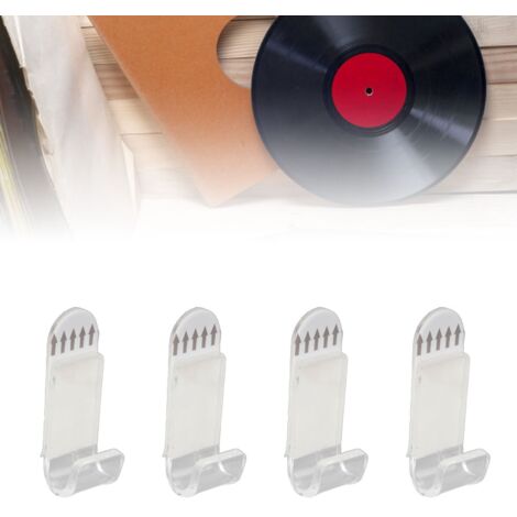 Porte-disque mural vinyl en acrylique - 30 crochets transparents pour livres et magazines sans perforation (1/5)