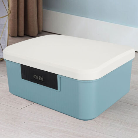 [Lockbox] Trunk sécurisé à double couche avec code privé, capacité 9L, ABS, dimensions 26.2x22x12.1cm, couleur lac bleu, incluant séparateur et bases (1/5)