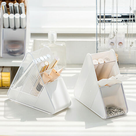 Porte-crayons multifonction à insertion inclinée, triangle plastique 16.5x7x15cm (210g) organise bureau & rangement stylos cosmétiques (1/5)
