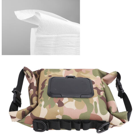 Distributeur de Lingettes avec Porte-Accessoires pour Voyage et Camping - Modèle Grand Format Canvas et Couleur Vert Camouflage pour Bureau, Auto et Maison (1/5)