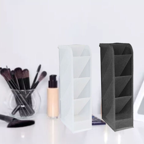 Organisateur de bureau 4 compartiments transparent avec angle d'inclination pour stylos et accessoires de bureau écoliers, étudiants, noir (1/5)